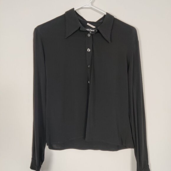 Teenflo Teenflo Girl's Button Down Shirt Blouse in Black Size 14 Goth Whimsigoth - Picture 1 of 6